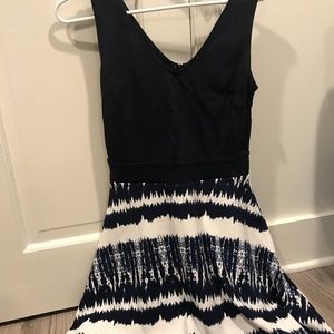 Lord & Taylor Blue and White Tie-Dye Dress